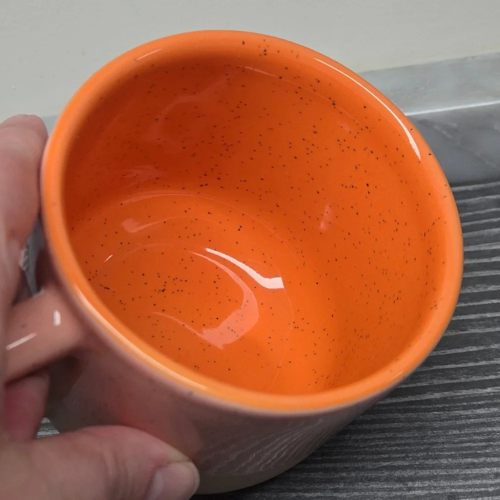 Starbucks 2018 Pink & Orange Speckled Terracotta Coffee Mug, 12oz Tri-Color Logo - Picture 8 of 15